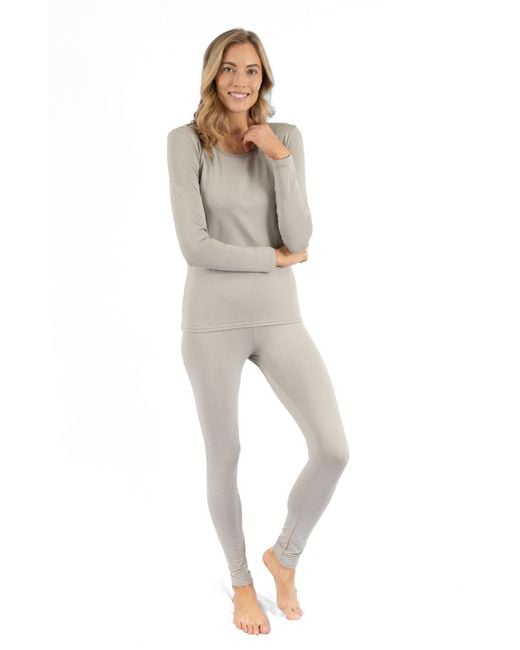 Leveret Gray Two-Piece Thermal Long Sleeve Solid Pajamas