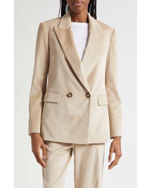 Veronica Beard Natural Sevyn Corduroy Double Breasted Dickey Jacket