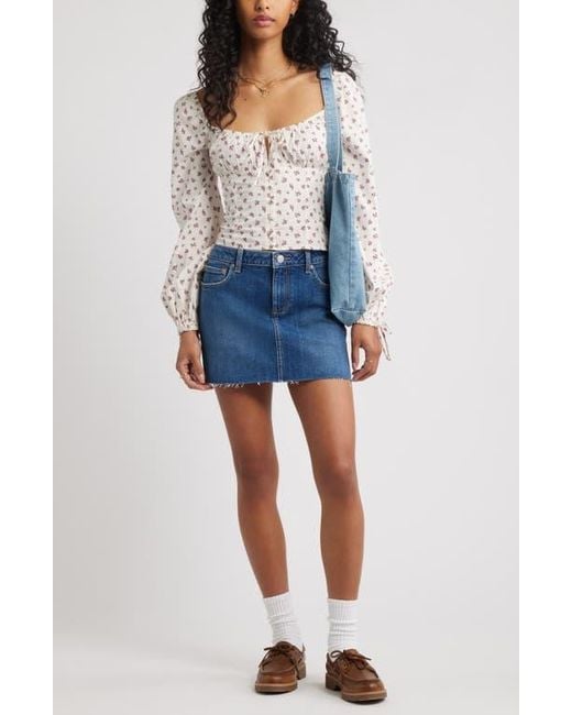BP. White Long Sleeve Corset Cotton Crop Top