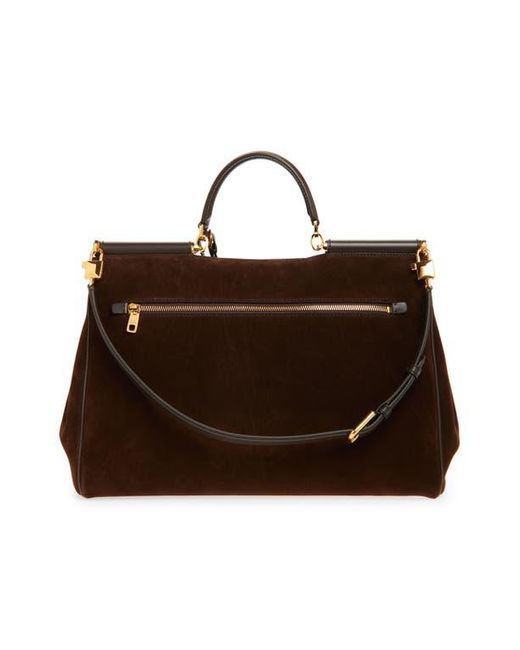 Dolce & Gabbana Brown My Sicily East/West Suede Handbag