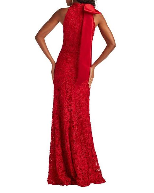 Tadashi Shoji Red Ribbon Bow Sleeveless Gown