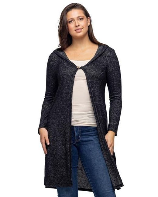 24seven Comfort Apparel Women's Blue Knee Length Long Sleeve