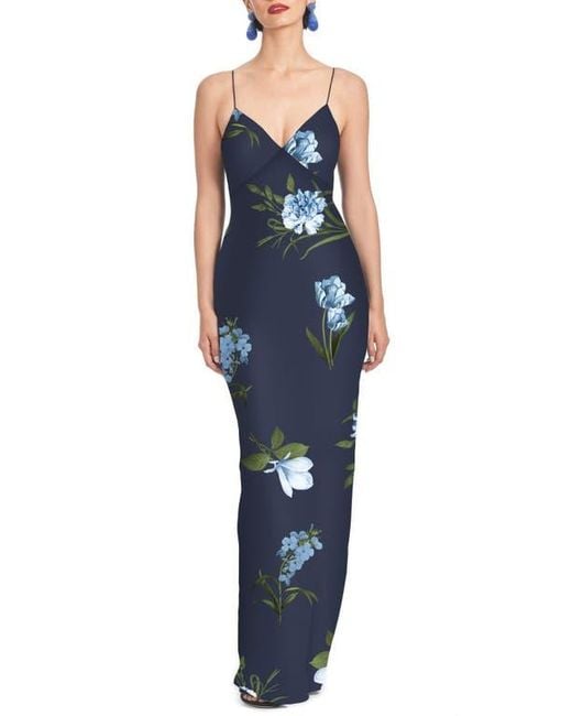 Sachin Babi Women's Blue Alta Floral A-Line Gown