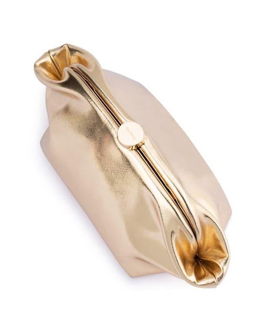 Olga Berg Natural Tally Metallic Faux Leather Frame Clutch