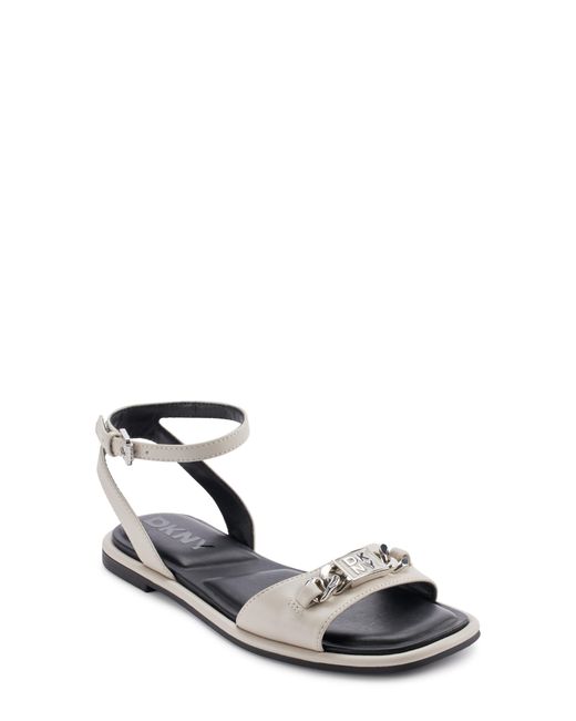 DKNY White Bacliff Ankle Strap Sandal