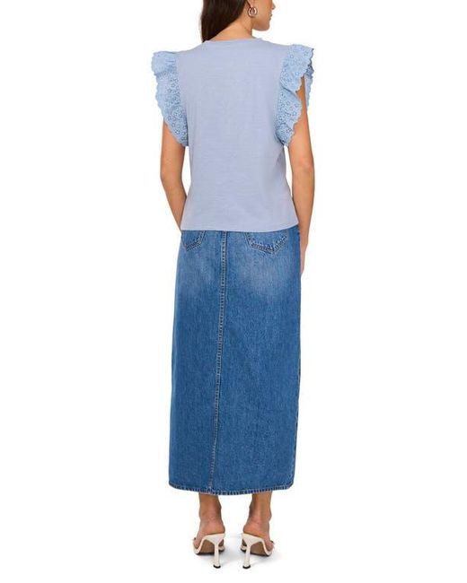 Two By Vince Camuto Blue Ruffle Eyelet Tank Top