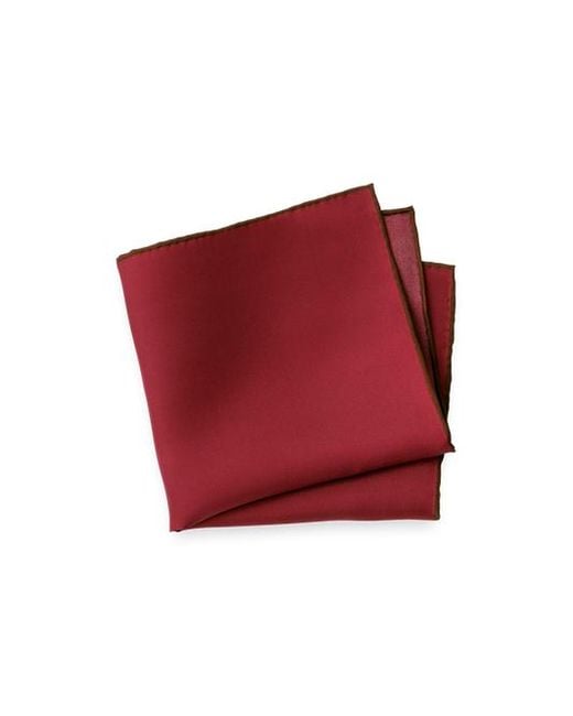 Paul Fredrick Red Solid Silk Pocket Square for men