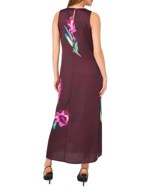 Vince Camuto Purple Floral Print Sleeveless Maxi Dress