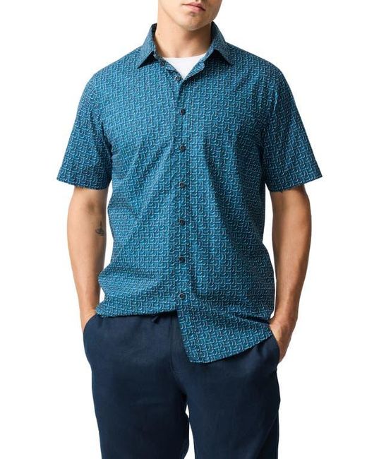 Rodd & Gunn Blue Keystone Print Short Sleeve Button-Up Shirt for men