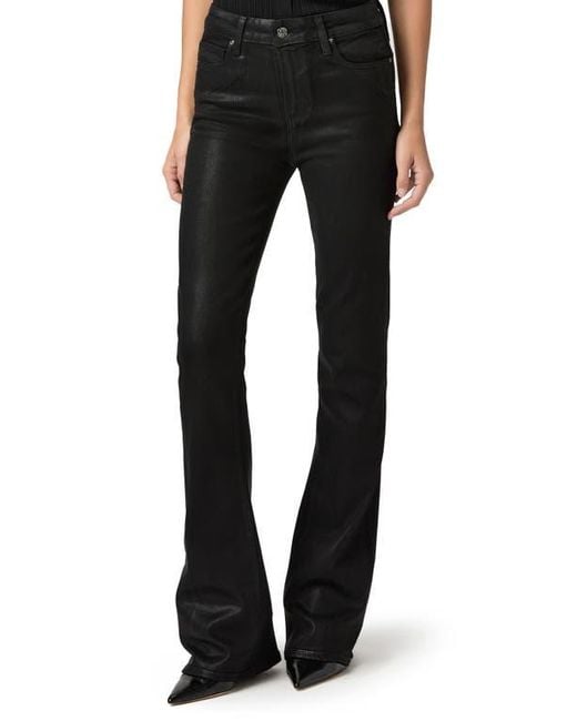 PAIGE Black Laurel Canyon Coated High Waist Bootcut Jeans