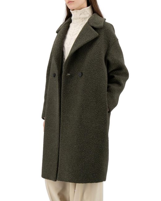 Harris Wharf London Black Double Breasted Wool Blend Teddy Coat