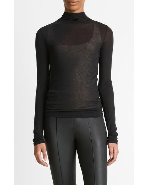 Vince Sheer Long Sleeve Top in Black Lyst — free download
