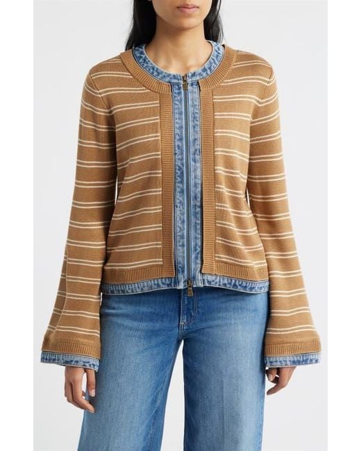 Wit & Wisdom Blue Mixed Media Jacket