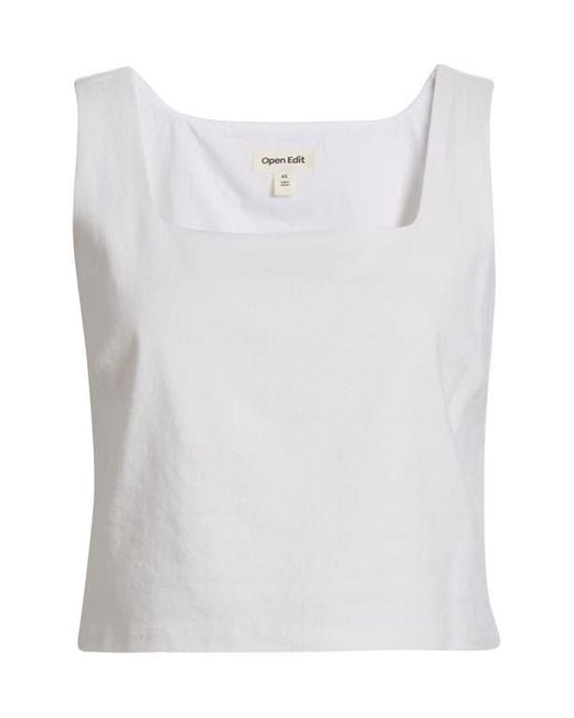 Open Edit Sleeveless Linen Blend Top in White | Lyst