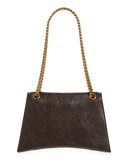 Balenciaga Crush Leather Shoulder Bag in Brown | Lyst