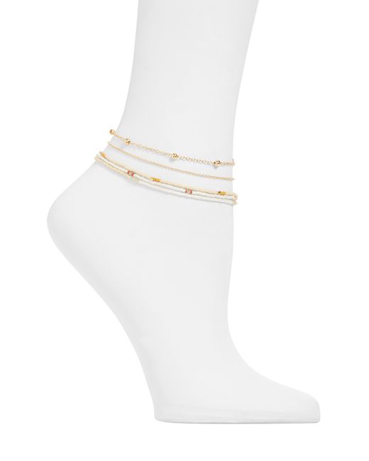 BP. White Set Of 5 Beaded Anklets