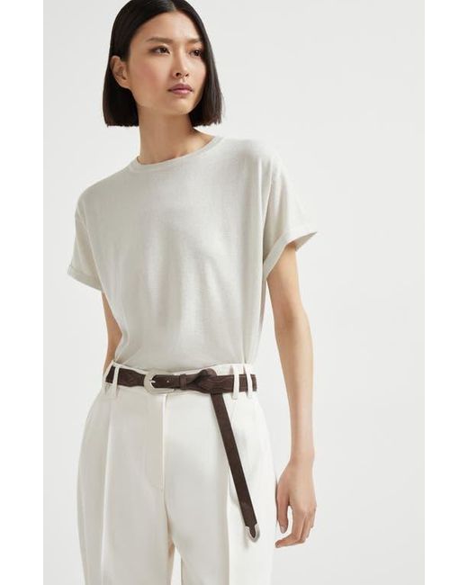 Brunello Cucinelli White Cashmere And Silk Lightweight Sweater