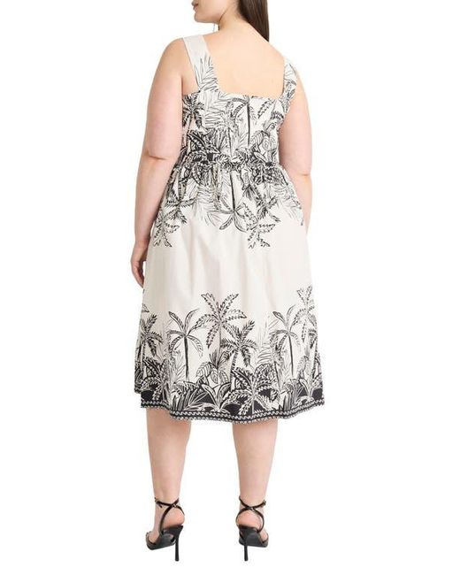 Maggy London Black Print Fit & Flare Midi Dress