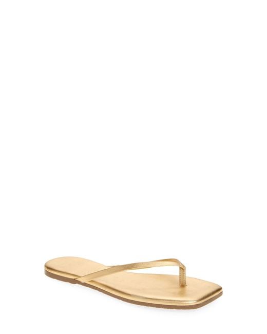 TKEES Natural Lily Square Toe Flip Flop