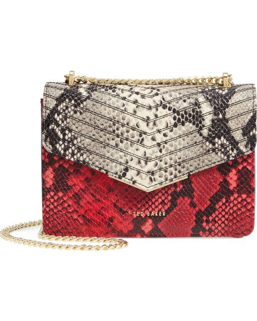 Sac Bandoulière Mini Ted Baker Avec Nœud - Cuir Rouge - Neuf Avec Étiquettes