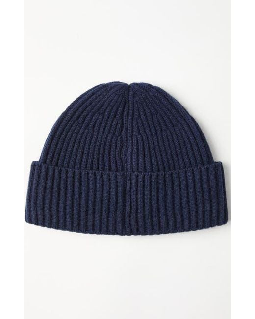 Brunello Cucinelli Blue Cashmere Rib Knit Beanie for men