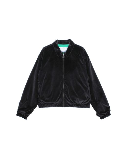 JUNGLES Black Merci Embroidered Reversible Velour Jacket for men