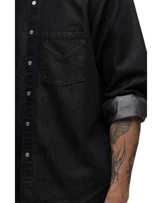 Hudson Black Snap-Up Denim Overshirt for men
