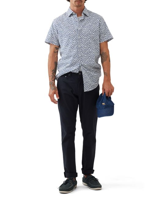 Rodd & Gunn Blue Bolton Street Sports Fit Floral Short Sleeve Cotton Button-up Shirt for men