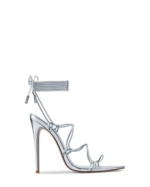 Femme LA Metallic Sin Ankle Wrap Pointed Toe Sandal