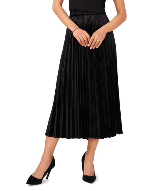 Halogen® Black Halogen(r) Pleated Velvet Midi Skirt