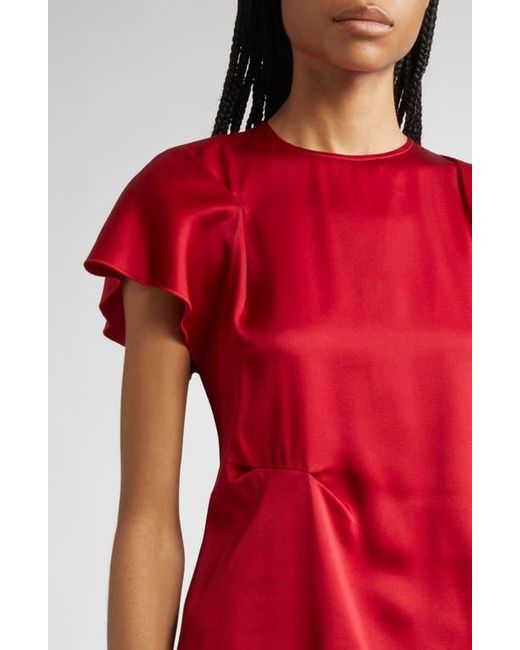 Victoria Beckham Red Draped Satin Top