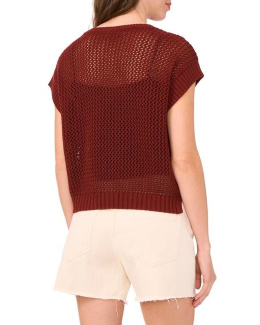 Halogen® Red Open Stitch Cotton Crop Sweater Vest