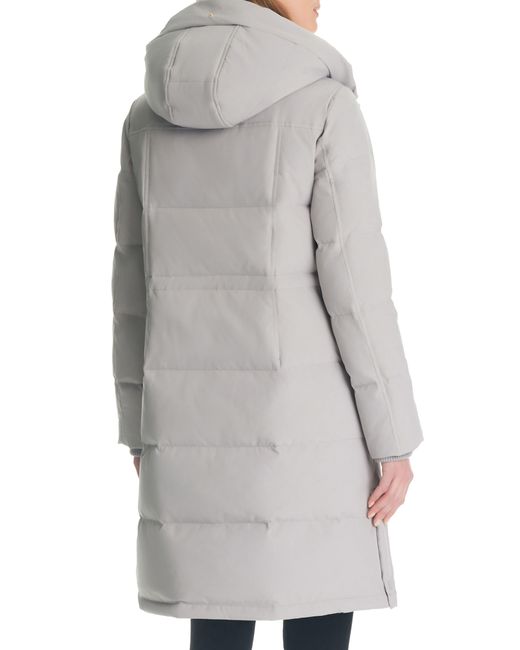 Kate Spade Longline Quilted Parka With Faux Fur Trim in Gray Lyst
