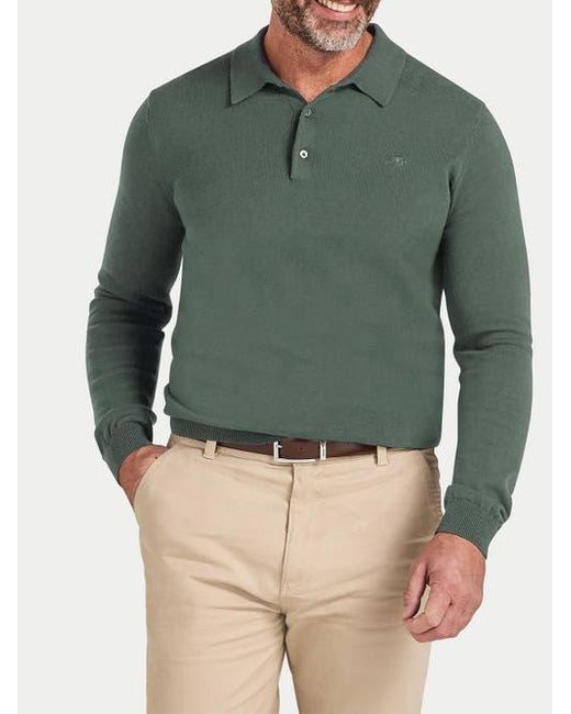 Raging Bull Green Long Sleeve Knitted Polo Shirt for men