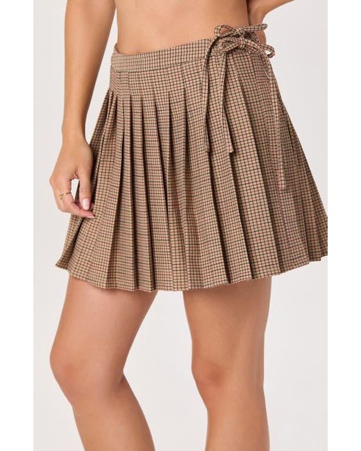 Astr Red Faux Wrap Pleated Skirt