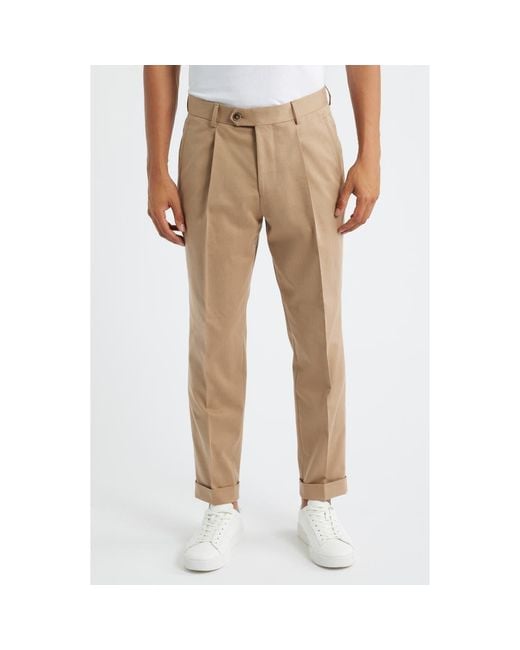 Boss Natural Peet Pleated Virgin Wool Dress Pants for men