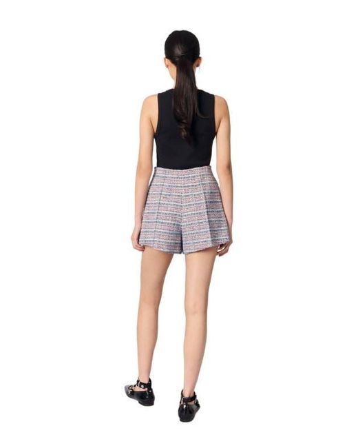 Maje Blue Tweed Shorts With Contrasting Trim