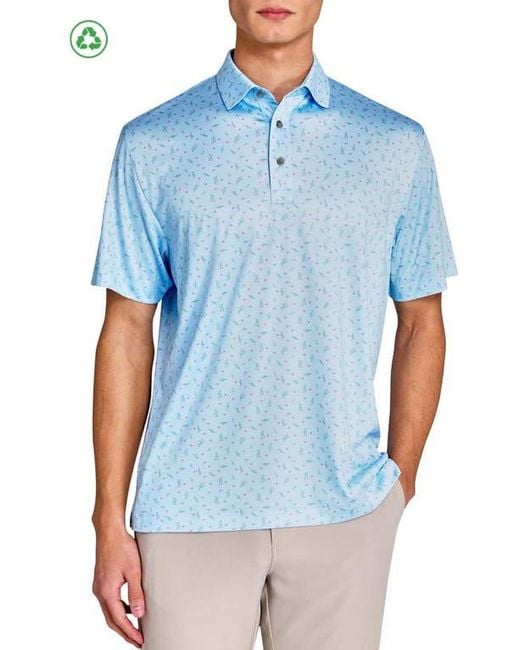 Con.struct Blue Regular Fit Scattered Golf Ball & Cactus Recycled Performance Golf Polo for men