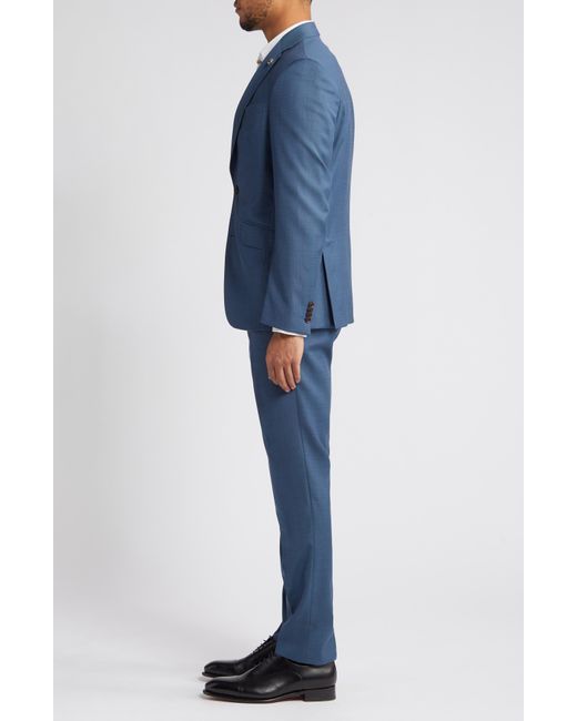 Ted Baker Ron Extra Slim Fit Blue Textured Wool Suit for men