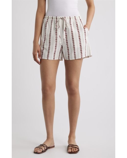 Cloth & Stone White Shell Print Drawstring Shorts