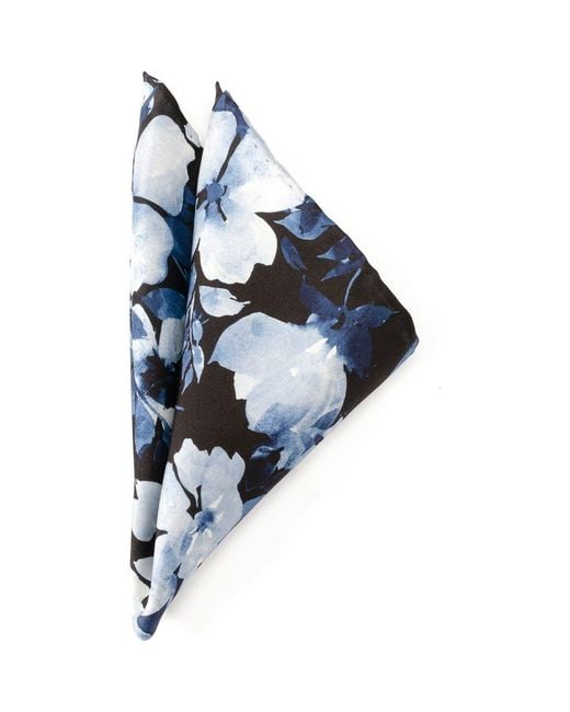 Cufflinks Inc. Blue Painted Floral Pocket Square for men
