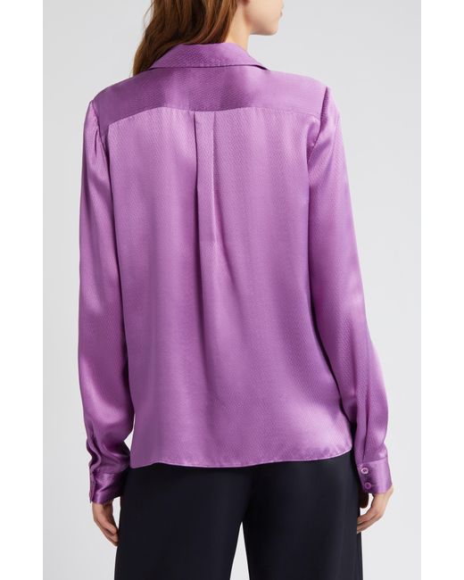 FRAME Purple Pocket Silk Button-up Shirt