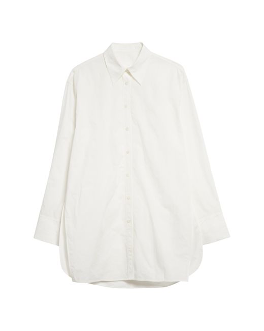 GIA STUDIOS White Oversize Long Sleeve Button-up Shirtdress