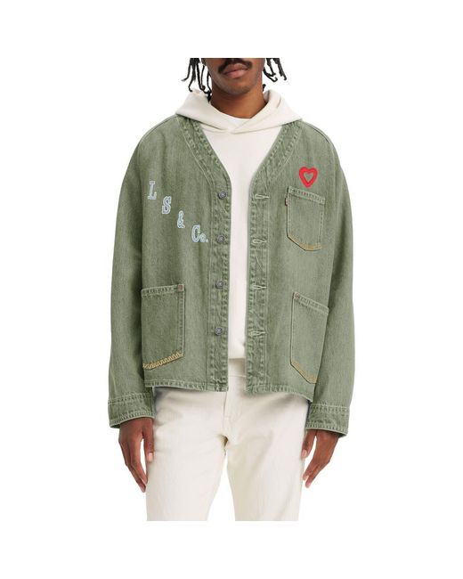 Levi s Union Engineer Denim Graphic Jacket in Green for Men Lyst