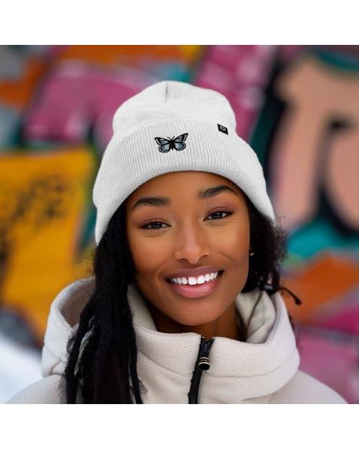 Alix White Butterfly Beanie