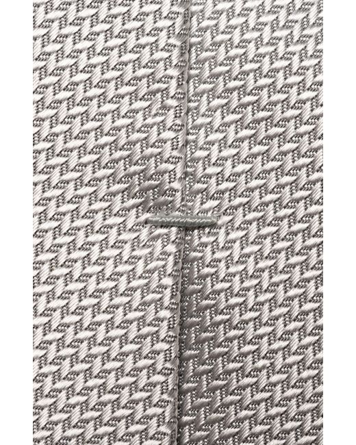 Eton of Sweden White Solid Herringbone Silk Tie for men