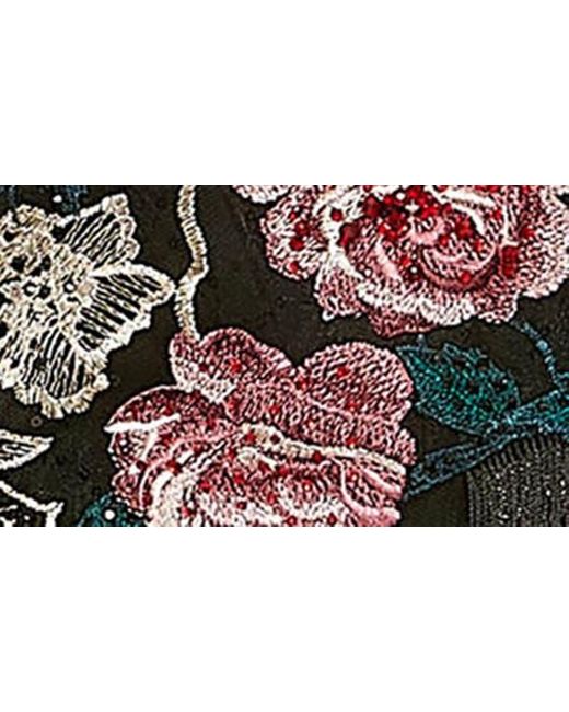Mac Duggal Black Beaded Floral Fringe Detail Strapless Cocktail Midi Dress