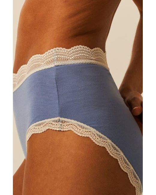 Stripe & Stare Blue The Lace Plunge & High Rise Knicker Set