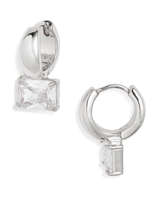 Nordstrom Metallic Cubic Zirconia Drop Huggie Earrings