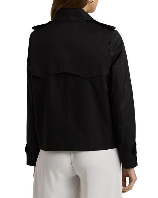 Ralph Lauren Black Short Cotton Blend Trench Coat